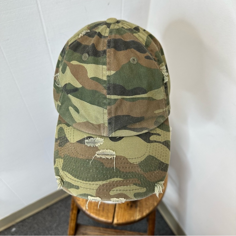 KBETHOS Vintage Camo Distressed Baseball Cap Hat Green Brown Black 100% Cotton
